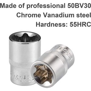 Set di prese E Torx femminili Premium 14 pezzi CR-V Kit di utensili a mano con 3/8 \ "1/2 \" 1/4 \ "unità E4-E24 presa a stella di coppia esterna metrica - Product Image 2