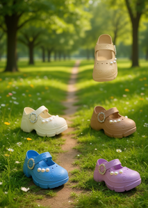 Sabots plateforme avec perles, style Mary Jane, chaussures d'été pour femmes et filles, taille 18, semelle extérieure en EVA souple et légère, tige en plastique - Product Image 2