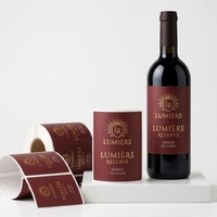 Étiquette adhésive personnalisée de luxe pour bouteille de vin, autocollant en papier, étiquette de cave à vin artisanale personnalisée