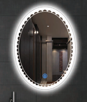 Miroir en céramique moderne anti-buée avec éclairage LED et horloge pour salle de bain et usage hôtelier