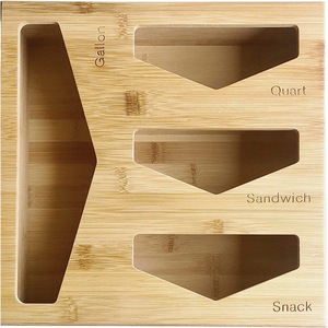 Wooden <b>Storage</b> <b>Box</b> For Plastic Bags Quart Sandwich Snack Gallon Organizer Drawer <b>Kitchen</b> Desktop Space Saving - Product Image 2