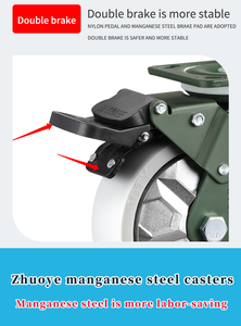 YTOP ağır 8 inç naylon sarhoş tekerlek Manganese lı çelik kilit 8Inchc ağır tekeri tekerlek - Product Image 5
