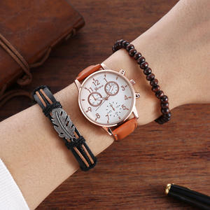 Set di braccialetti da uomo Casual di moda 3 pezzi bracciale da uomo bracciale decorativo orologio al quarzo Set regalo <span class=keywords><strong>per</strong></span> ragazzi Conjunto de reloj - Product Image 3