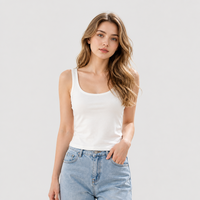 Débardeur Bralette Rembourré pour Femme en Viscose Spandex Rafraîchissant, Design Dos Sans Couture, Couleur Unie, Vêtement d'été, Tailles M à XL, Vente en Gros