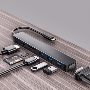 Hub USB-C 7 en 1 con VGA, HDTV 4K, 3 Puertos USB 3.0, Ranuras para Tarjetas TF/SD, Multi-Base para <span class=keywords><strong>MacBook</strong></span> <span class=keywords><strong>Pro</strong></span> 2022 <span class=keywords><strong>M1</strong></span>, Laptop, Tablet, PC, iPhone - Product Image 5