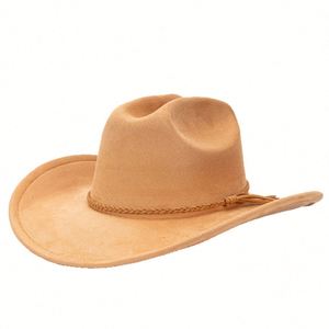 Sombrero Vaquero Occidental Nuevo 2025 de Gamuza con Borde Curvado para Hombre y Mujer, Sombrero Étnico para Viajes al Aire Libre - Product Image 4