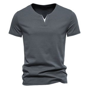 Camiseta de Manga Corta para Hombre, Cuello Redondo, Color Sólido, Transpirable, de Secado Rápido, Poliéster/Algodón, Talla Grande, Informal, Lisa - Product Image 1