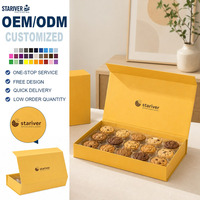 Boîte cadeau magnétique orange de luxe avec logo personnalisé, emballage en papier rigide de qualité alimentaire pour pâtisserie artisanale, biscuits, cadeaux