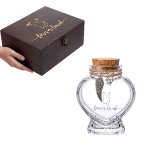 Wooden <b>Memory</b> <b>Box</b> For Cat With Heart Jar And Keepsakes Forever Loved Pet Tribute Gift Set - Product Image 5