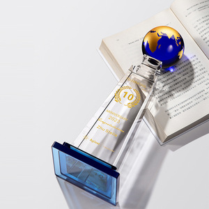 Trofeo de cristal del Campeonato Mundial DE LA Tierra en blanco grabado con láser 3D de Honor de cristal con base de cristal - Product Image 2