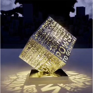 Cube creux Rubik's Cube en acier inoxydable, sculpture géométrique abstraite pour montage au sol extérieur, sur mesure JH 052711 - Product Image 4