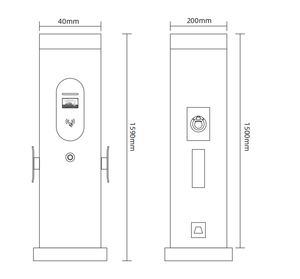 7kW * 2/11kW * 2/22kW * 2 Dual Gun per auto caricabatteria veloce AC EV stazione di ricarica a pavimento 14kw 22kW 44kW - Product Image 6