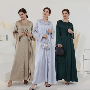 Venta caliente Islamica Color sólido Perla 2 piezas Vestido musulmán - Product Image 1