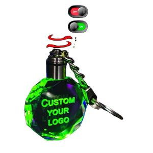 Fancy Customized LOGO Design Crystal <b>Key</b> Chains Handmade Colorful 3D Laser <b>Engraved</b> LED Light Crystal Keychain <b>Key</b> <b>Ring</b> - Product Image 1