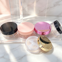 Boîtier compact rond en plastique de 20g à trois compartiments pour poudre libre, emballage personnalisé, outils de maquillage