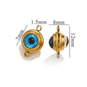 Colgante de Doble Cara con Ojo Turco en Acero Inoxidable con Baño de Oro PVD de 18K |   Amuleto de Protección de la Suerte, Joyería DIY |   A la moda - Product Image 6