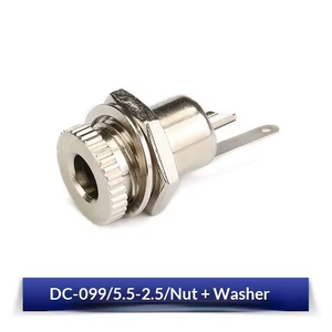 DC099 5.5*2.1 แจ็ค DC 5.5*2.5 มม. ซ็อกเก็ตตัวเมียพร้อมซ็อกเก็ตจ่ายไฟโลหะทองแดงทั้งหมดแบบมีเกลียว DC-099 - Product Image 1