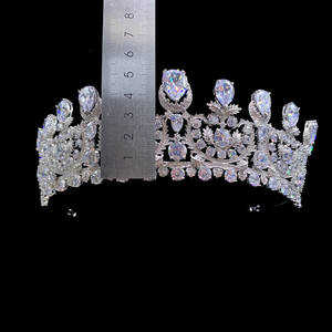 RE3744 عالية الجودة الفاخرة مكعب الزركون تاج العروسة و تاج زركونيا تاج ملكة الماس الزفاف عقال - Product Image 3