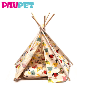 De moda al aire libre de diseño plegable de tela de lona de algodón mascotas suministros suave caliente portátil <span class=keywords><strong>tipi</strong></span> cama para mascotas tiendas Casas - Product Image 3