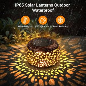 Lámpara Solar de Jardín al por Mayor de Fábrica, Luces LED Solares de Metal Bronce Vintage con Pétalos de Flor para Decoración de Patio y Hogar - Product Image 2