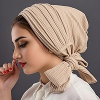 Turban pré-noué à longue queue pour femme, bonnet chimio pour femme musulmane, foulard pour perte de cheveux