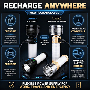 Lampe torche laser blanche légère 119g, double source lumineuse COB, magnétique, étanche, rechargeable par Type-C, lampe de poche LED pour le camping - Product Image 4