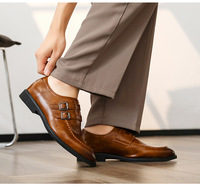 Chaussures pour hommes en cuir véritable à double boucle, décontractées et habillées, pour affaires, bureau, mariage, vente en gros