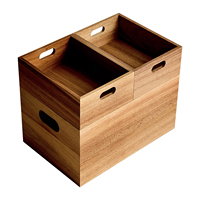 Caisse de rangement en bois massif multi-tailles à ouverture supérieure avec poignées découpées, bac de rangement empilable pour étagère de placard, rangement de vêtements à domicile, Shandong