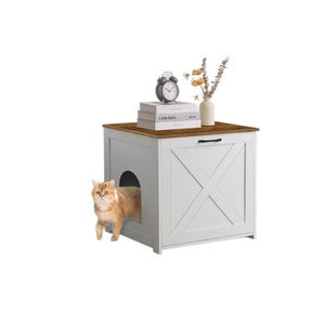 Indoor concealed <b>cat</b> <b>litter</b> box, semi-enclosed <b>cat</b> <b>litter</b> bowl, large size, solid wood, sand-filtering, <b>cat</b>-proof cabinet. - Product Image 2