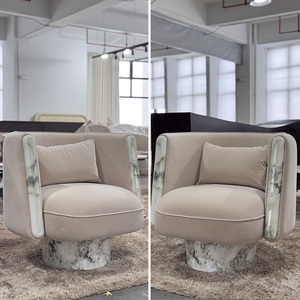 Customizable Velvet Luxury Chair Foshan Boutique High End Furniture With Marble Base DVSOFA1 Bespoke Material a Stunning - Product Image 3