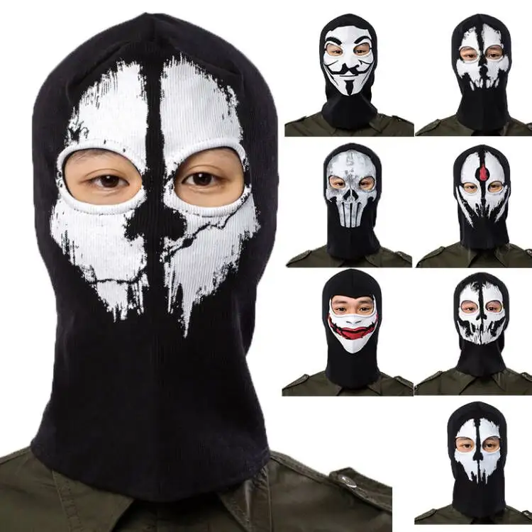Winter Warm Motorcycle Thermal Ski Windproof Cycling Custom Print Black Ninja Skull Full Face Mask Balaclava Hat