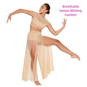 महिला वयस्कों के लिए गीतात्मक नृत्य वेशभूषा फिट फिटिंग वाली फसल शीर्ष स्लिट और डांस वियर - Product Image 4