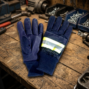 JNA Group <b>Fire</b> Fighting Safety Gloves <b>7</b> oz Heat Resistant Leather Material Reflective Stripe Knit Wrist Anti Slip Grain Texture - Product Image 4