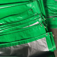 Bâche robuste verte et argentée, couverture imperméable et anti-poussière pour usage industriel.