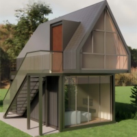 Casas Prefabricadas Europeas de Lujo de 2 Pisos, Viviendas Forestales de la UE, Casa Pequeña en Forma de A, Estructura Triangular de Acero, Impermeable, Solar