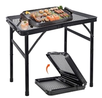 Table de camping pliable moderne en aluminium à 3 hauteurs réglables avec poignée de transport et filet de rangement pour pique-nique, barbecue et utilisation en intérieur