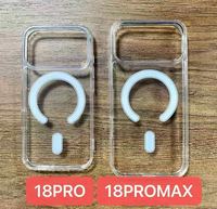 En stock, coque de téléphone transparente en acrylique avec boîte pour iPhone 18 Pro Max, coque magnétique transparente pour iPhone 17 16 Pro Max pour Samsung