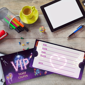10 Stück Kpop-Themen Geburtstagseinladungskarten Neon-Party Film Lila VIP-Partyeinladungen für Jungen und Mädchen - Product Image 4