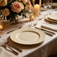 Assiette de présentation moderne et élégante Wojia 13 pouces en plastique, motif nid d'abeille couleur champagne, pour hôtels, restaurants et dîners formels