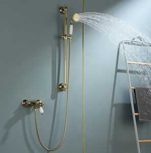 2025 Vintage luxe Design salle <span class=keywords><strong>de</strong></span> bain mural zirconium or laiton ensembles <span class=keywords><strong>de</strong></span> <span class=keywords><strong>douche</strong></span> pommeau <span class=keywords><strong>de</strong></span> <span class=keywords><strong>douche</strong></span> à main le avec <span class=keywords><strong>barre</strong></span> coulissante - Product Image 3