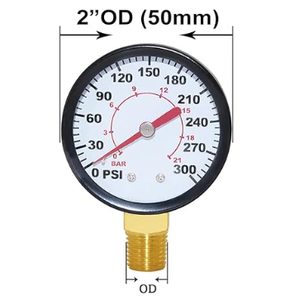 เกจวัดแรงดันอลูมิเนียมอัลลอยด์ใหม่ ขนาด 1/4 นิ้ว เกลียว NPT ตัวผู้ 0 ถึง 60 PSI สำหรับชุดบำบัดลมในโรงงานผลิตสำหรับขายปลีก - Product Image 2