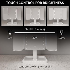 <span class=keywords><strong>Miroir</strong></span> de maquillage pliable à trois volets avec lumière LED de haute qualité, rechargeable par type C, réglable - Product Image 4