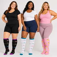 Chaussettes de compression grandes tailles 2XL-4XL, mi-hautes, pour mollets larges, motif ananas ECG, fournisseur OEM en gros, marque privée, 3 PAIRES