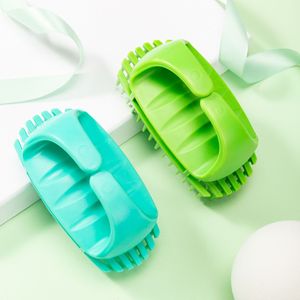 Silicone Scalp Massage <b>Brush</b> For <b>Hair</b> Care <b>With</b> <b>Soft</b> <b>Bristles</b> Green And Teal Colors - Product Image 1