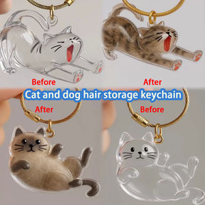 Porte-clés en acrylique mignon en gros |   Pendentif <span class=keywords><strong>Chat</strong></span> Cartoon Transparent pour Sacs et Clés |   Cadeau pour les amoureux des chats - Product Image 3
