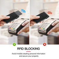 Dompet RFID pria, ramping sisi aluminium dorong saku depan pemegang kartu kredit penutup kartu Bank pendek dengan penutup terbuka