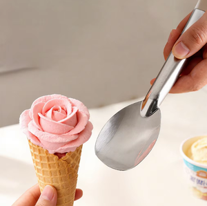 Cuillère à glace en acier inoxydable SFB110 en forme de rose, cuillère à glace manuelle, outil de cuisine pour desserts - Product Image 1
