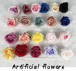 Fleur artificielle en soie de haute qualité, en plastique et en flanelle, rose, pour gâteaux et décorations de <span class=keywords><strong>mariage</strong></span>, tête de fleur artificielle de Noël - Product Image 6