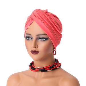 En gros 2024 Nouvelle Arrivée Dames Strass Headtie Mode Plaine Twist Perlé <span class=keywords><strong>Chimio</strong></span> Cancer Headwrap Femmes Africain Turban Cap - Product Image 6