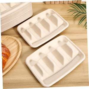 מחזיק טאקו וצלחת נייר מתכלה מקנה סוכר, קופסת טייק אווי עם 3 תאים, עם מכסה, מתאים למיקרוגל, בטוח למזון, חד פעמי - Product Image 4